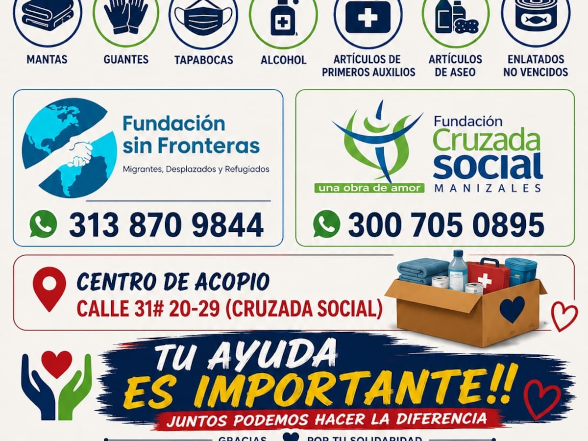 En Manizales habilitan un punto de recolección de ayudas para las víctimas de terremoto en Venezuela