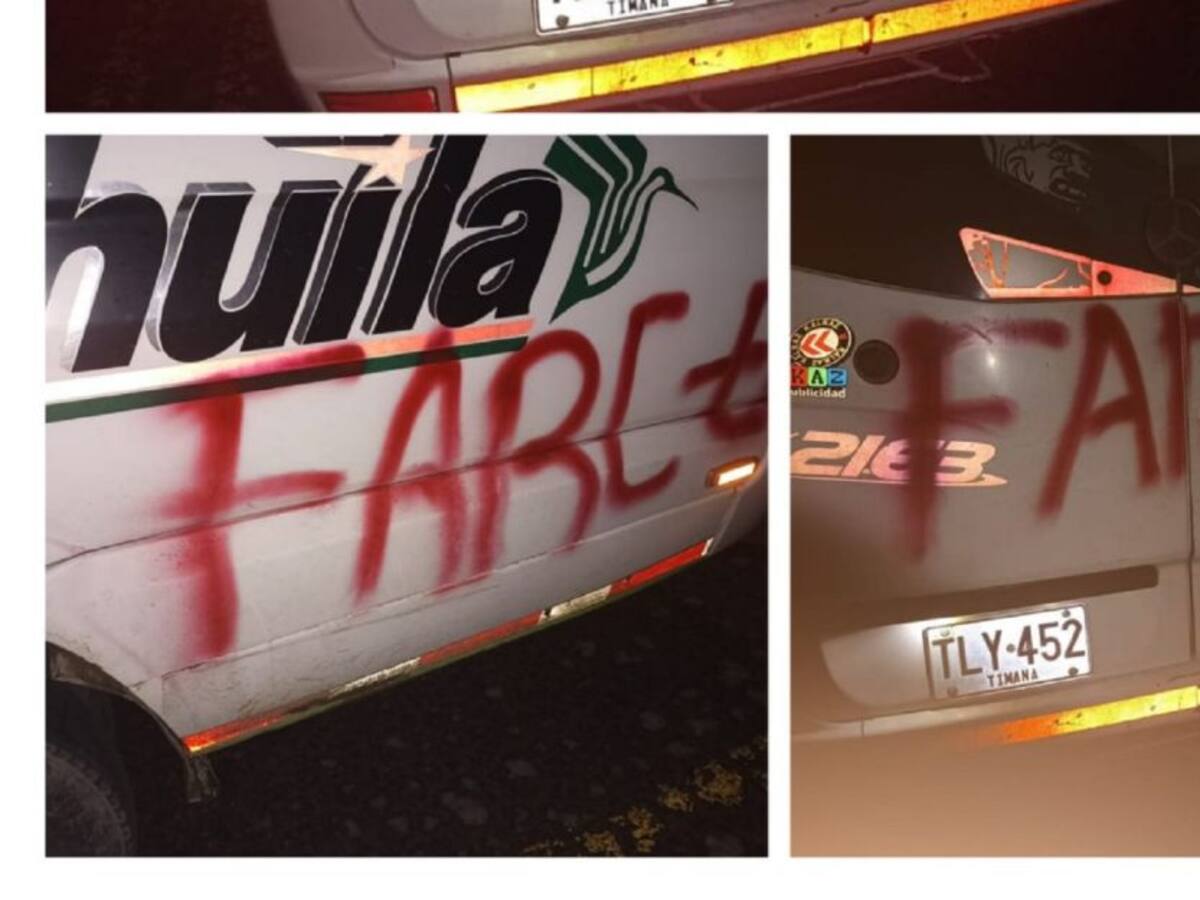 Temor por grafitis a buses de transporte público en limites Huila - Cauca