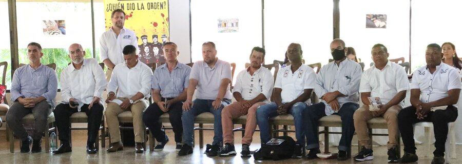 Militares que aceptaron su responsabilidad por falsos positivos. Cortesía JEP