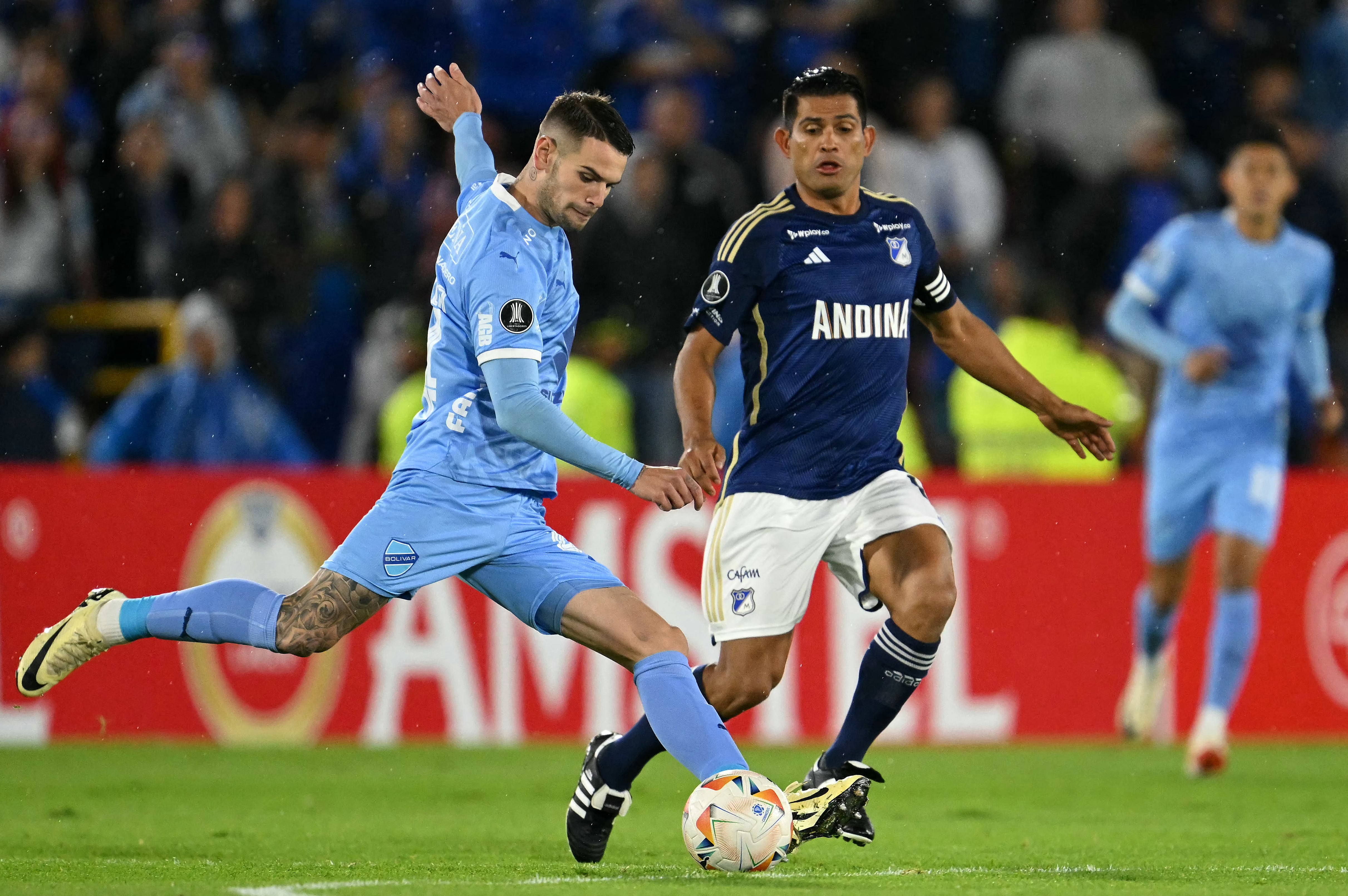 David Mackalister Silva en su juego de Copa Libertadores ante Bolívar. (Photo by RAUL ARBOLEDA/AFP via Getty Images)