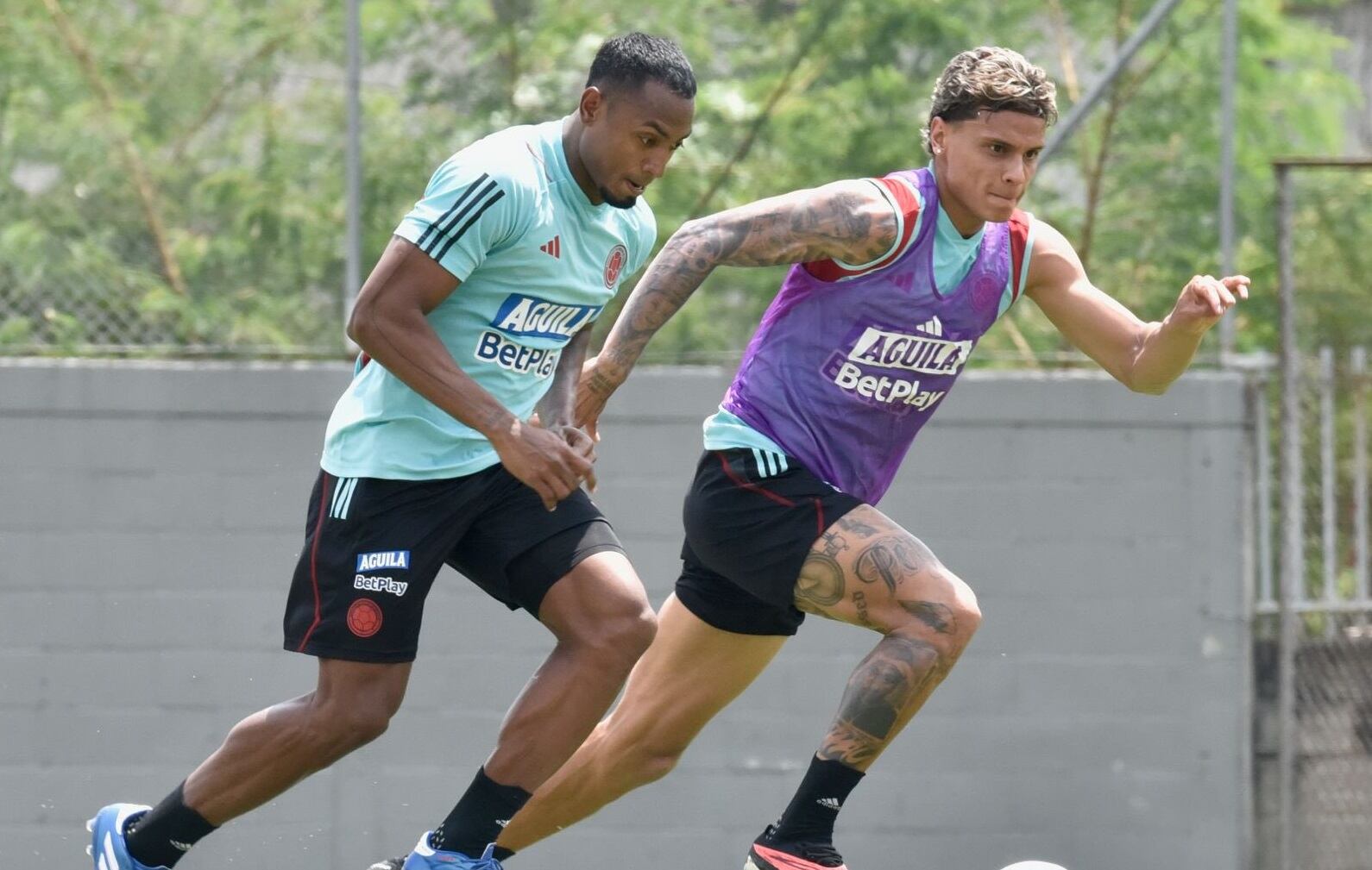 Willer Ditta y Richard Ríos en un entrenamiento de la Selección Colombia / FCF