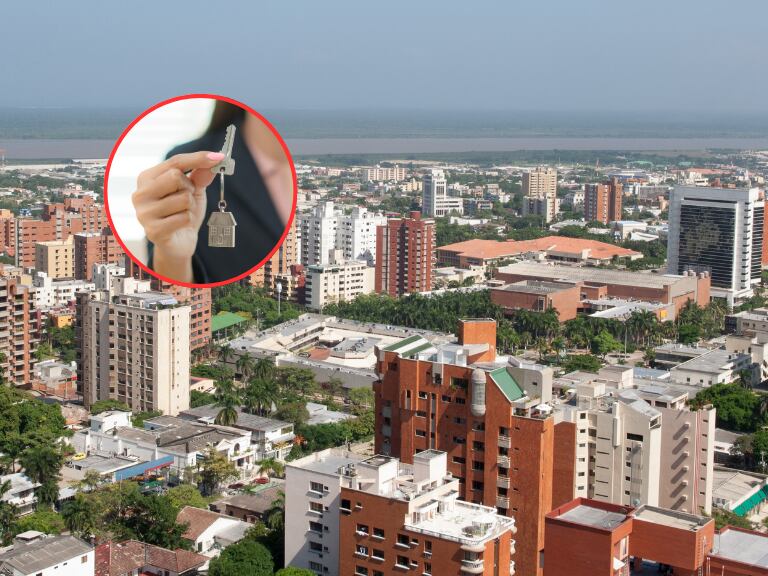 Vista panorámica de barranquilla y al lado una persona con las llaves de una vivienda en la mano  (Fotos vía Getty Images)