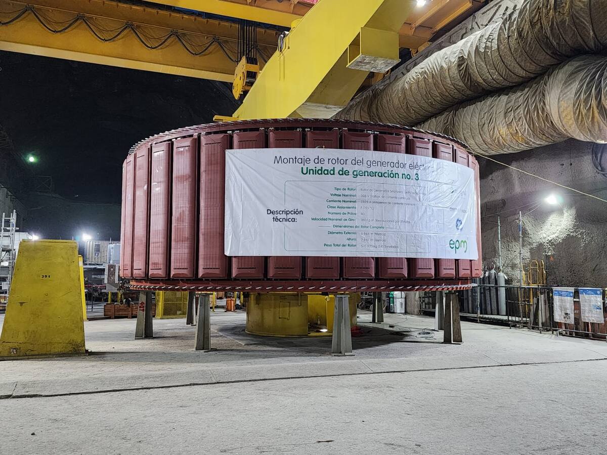 EPM instaló el rotor de la tercera unidad de Hidroituango
