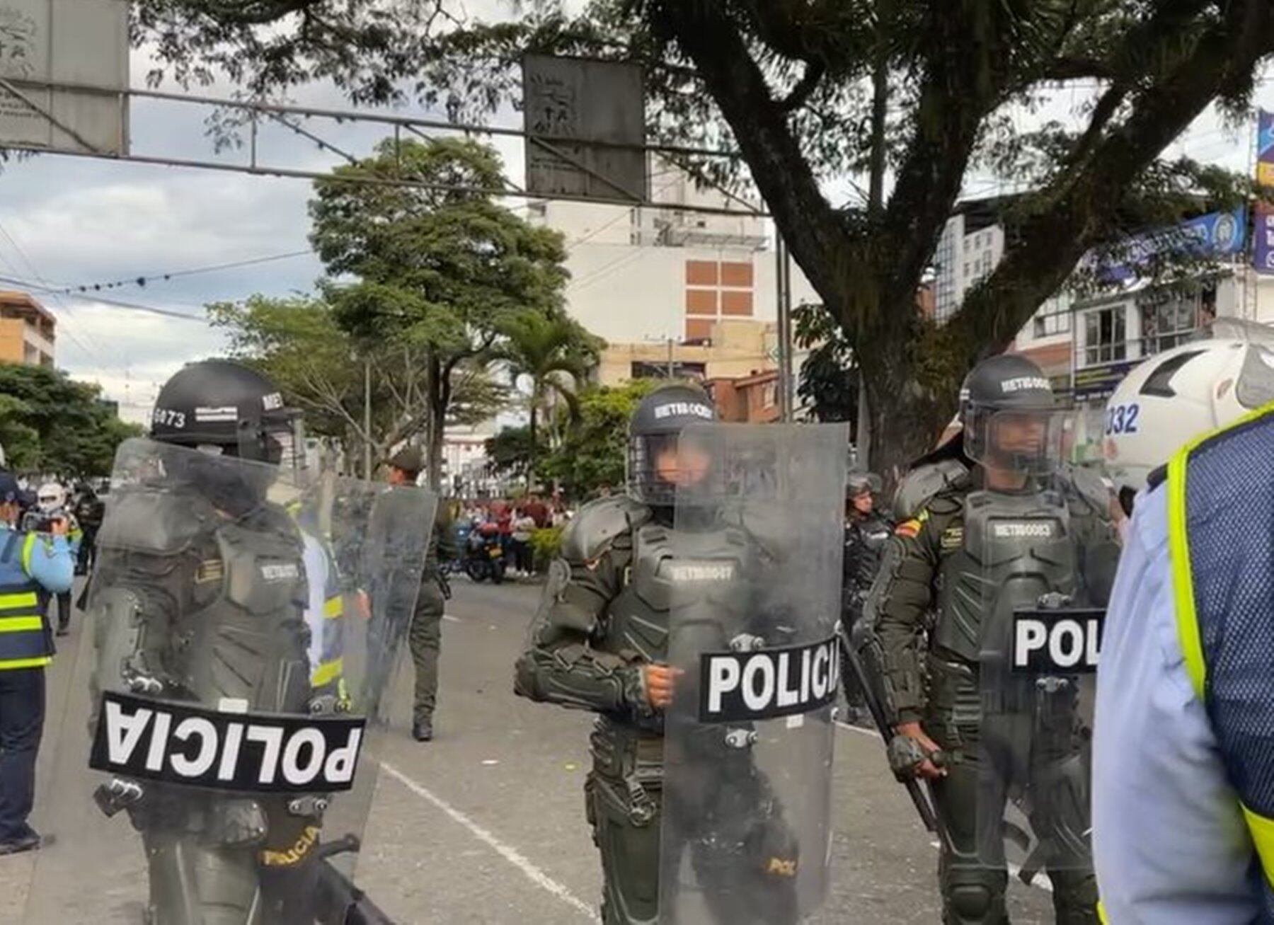 Intervención de la Policía en el paro de Ibagué