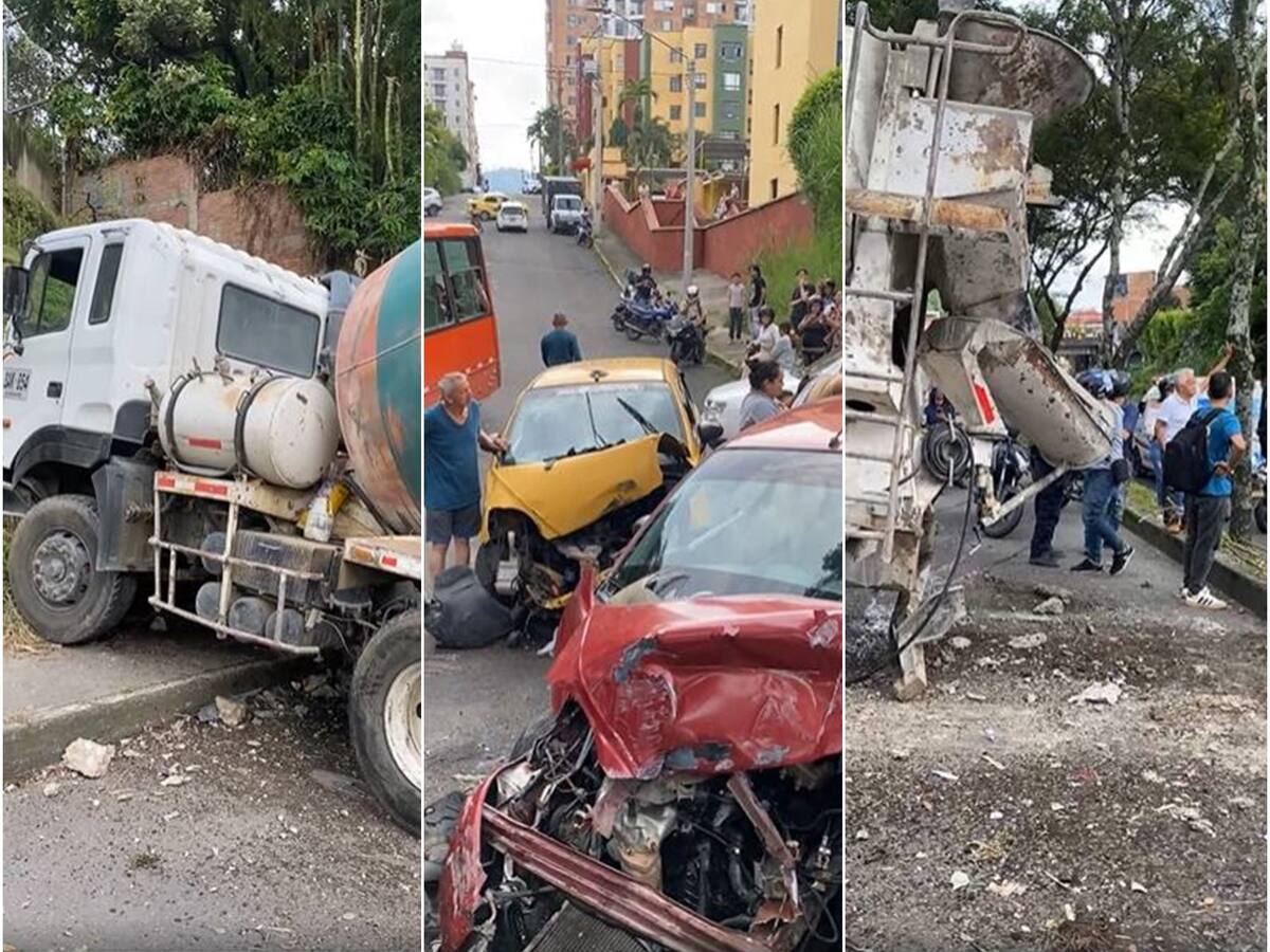 Mezcladora embistió a dos vehículos en la avenida Guabinal con calle 36 en Ibagué
