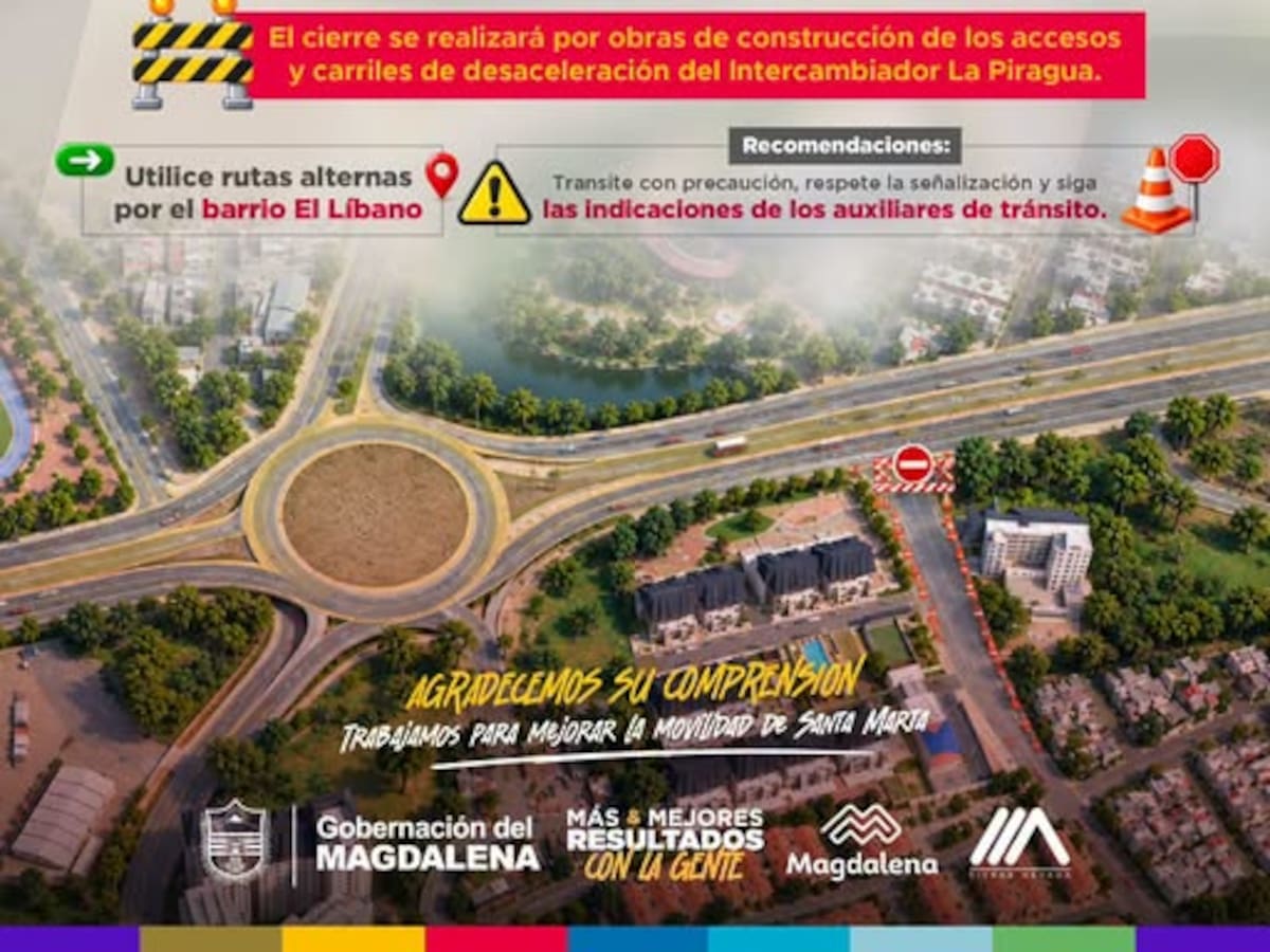 Conozca los nuevos cierres por obras de desaceleración del Intercambiador La Piragua en Santa Marta