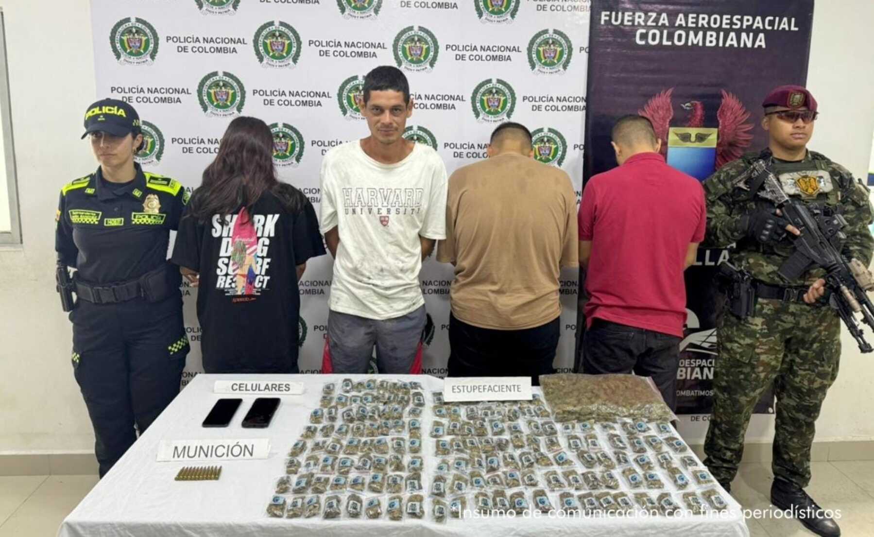 Revelan las identidades de cuatro presuntos microtraficantes capturados en Mariquita