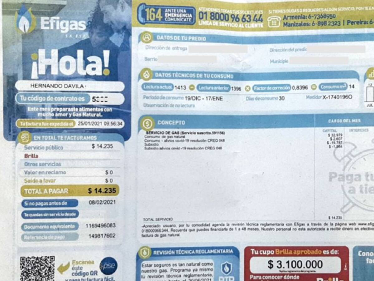 Cambios en el formato de la factura de gas domiciliario con más información