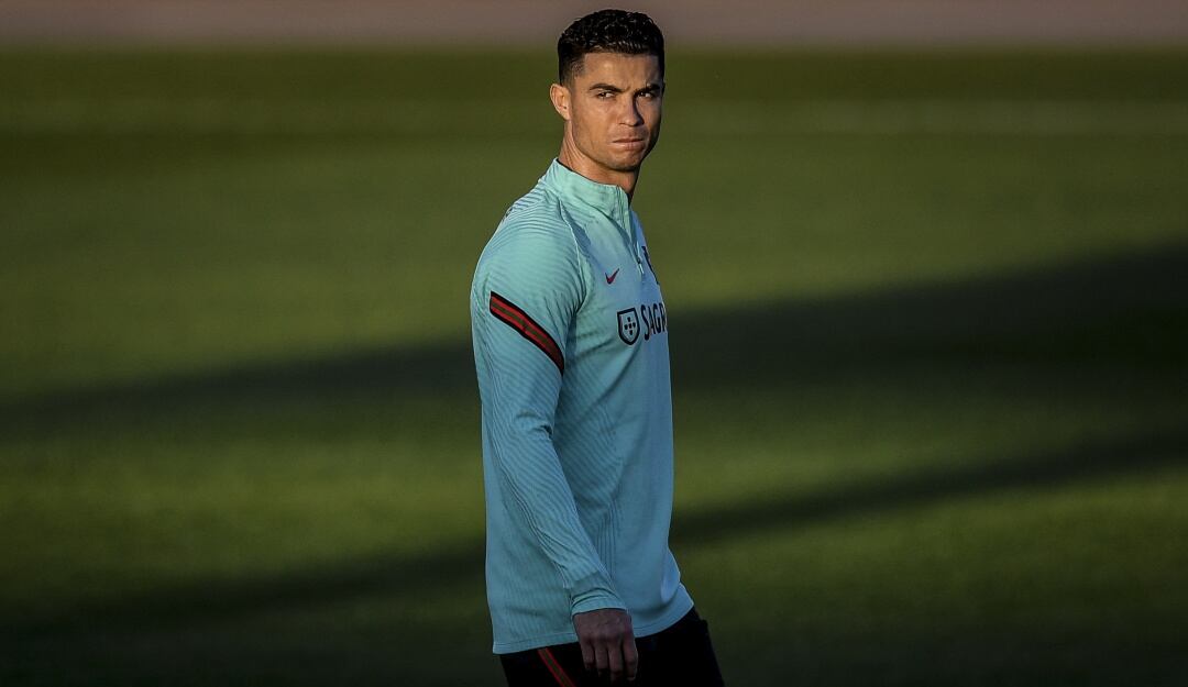 Cristiano Ronaldo durante los entrenamientos con Portugal.