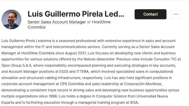 Perfil de Luis Guillermo Pirela.