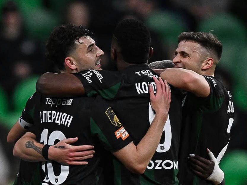 Jhon Córdoba festeja uno de sus cuatro goles con Krasnodar / Instagram: Krasnodar.