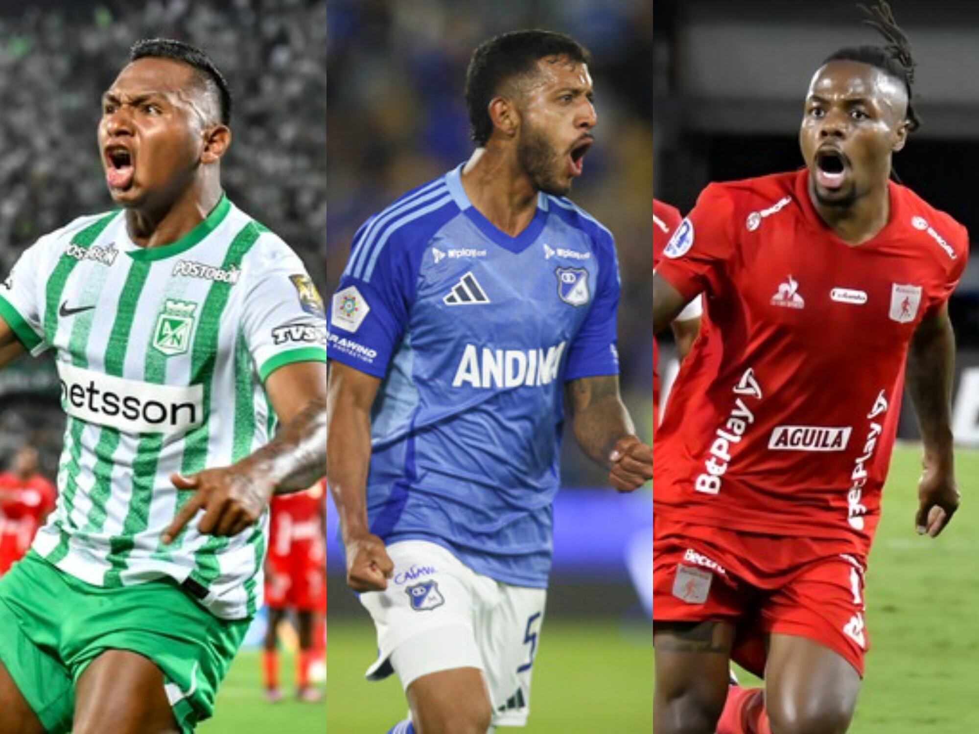 Jugadores de Nacional, Millonarios y América de Cali. Foto: Colprensa.