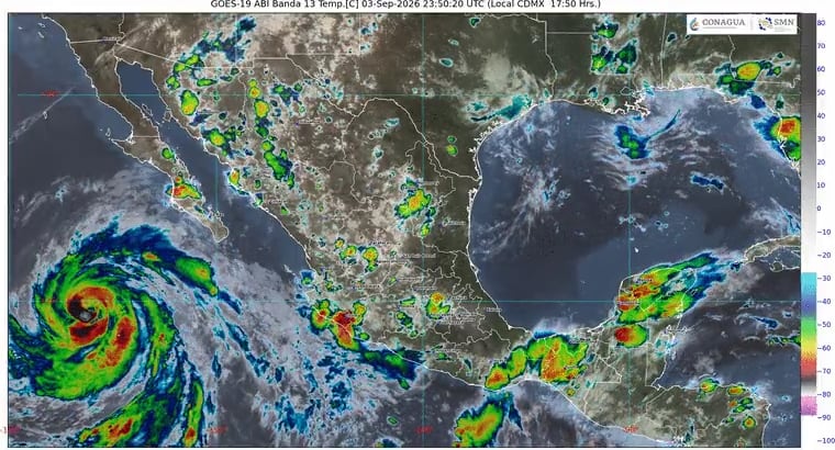 El Servicio Meteorológico Nacional de México informó que el huracán Marie continúa ‘intensificándose gradualmente’.
(Foto:   Cortesía Conagua)