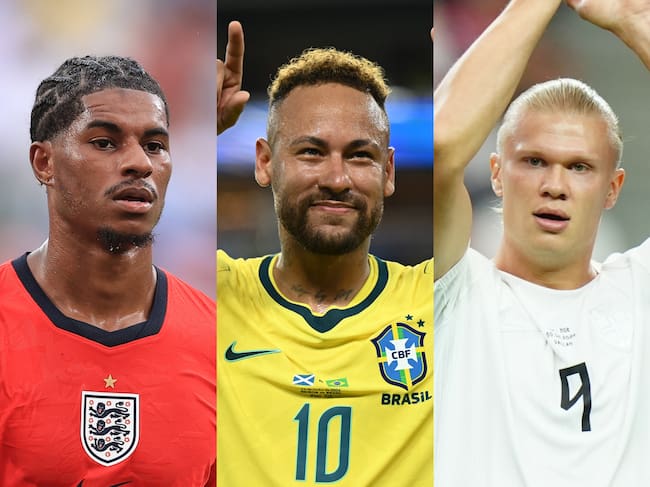 Marcus Rashford. Neymar Jr. Erling Haaland. Fotos: Getty Images.