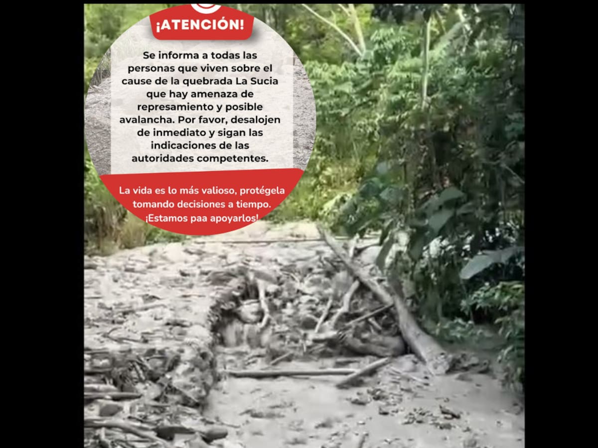 La Alcaldía de Heliconia alerta a la comunidad sobre el represamiento de la quebrada La Sucia