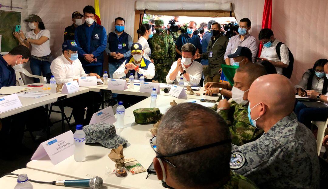 Diego Molano, minitro de Defensa, en Arauquita
