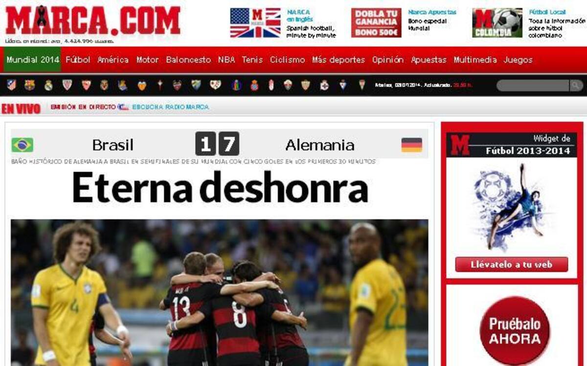 Otros portales internacionales también hacen referencia al partido.
