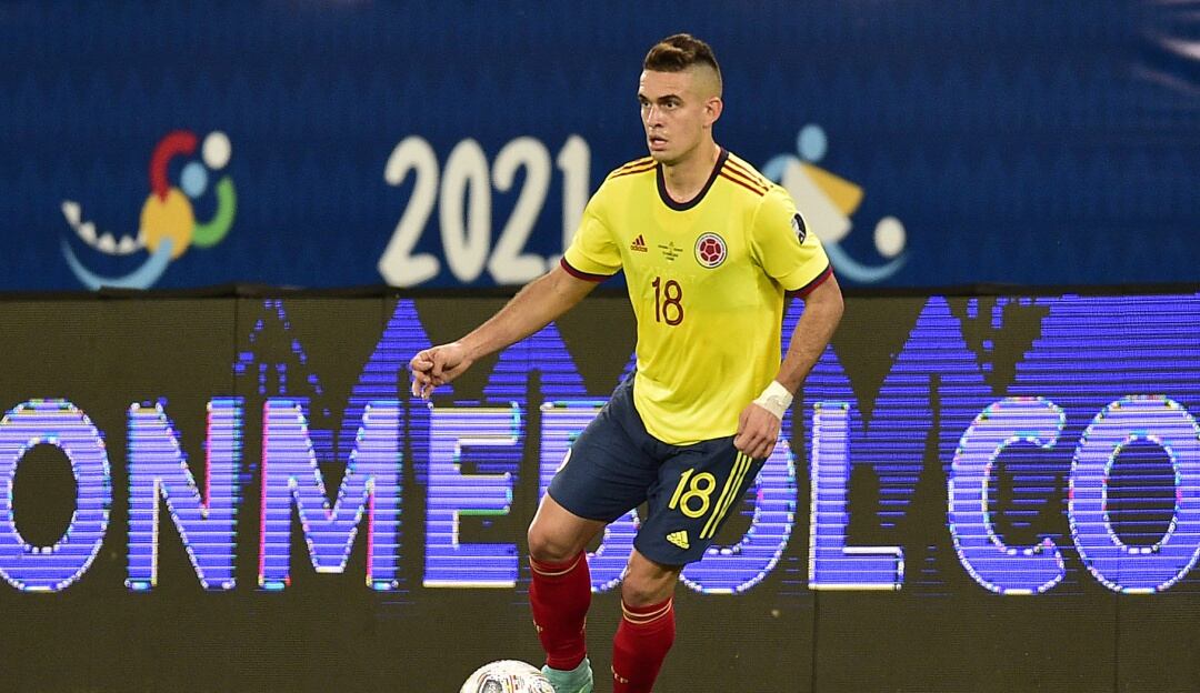 Rafael Santos Borré con la Selección Colombia en la Copa América 2021