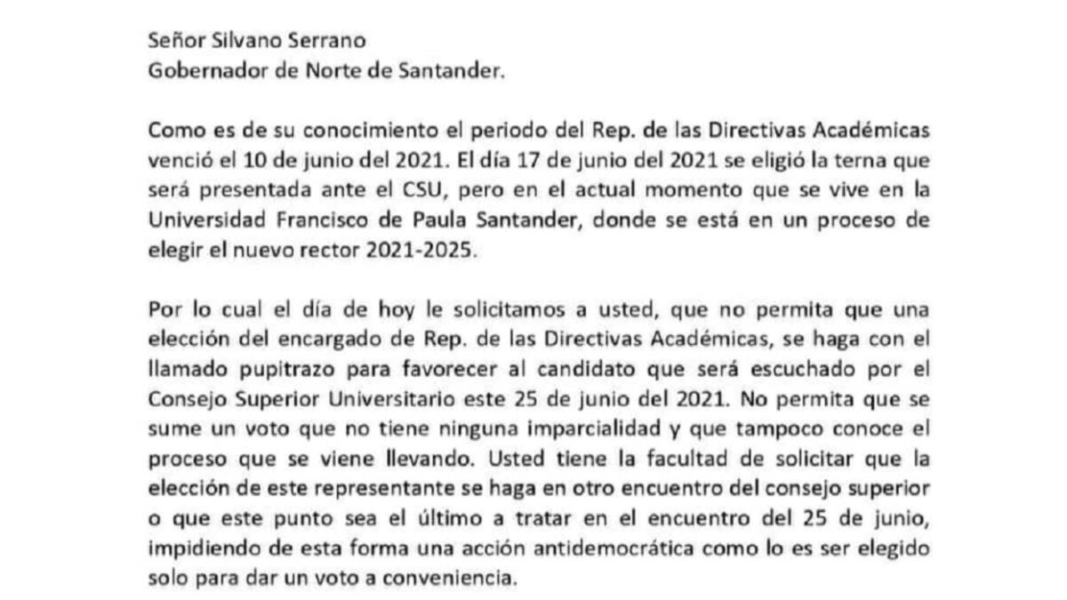 Estudiantes piden evitar elección de representante de directivas académicas