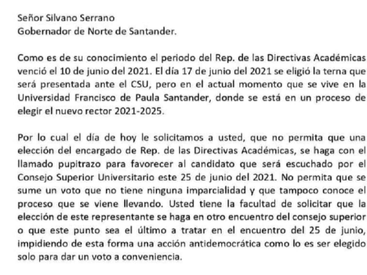Estudiantes piden evitar elección de representante de directivas académicas