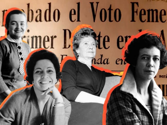 Josefina Valencia, Esmeralda Arboleda, Ofelia Uribe de Acosta y María Cano (de izquierda a derecha)
