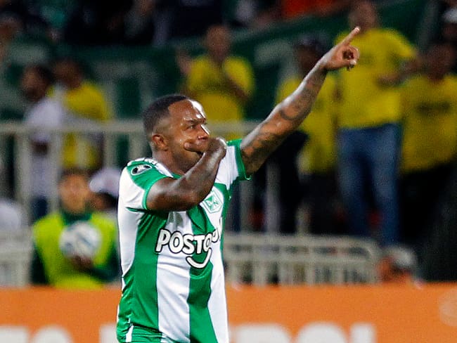 Atletico Nacional&#039;s midfielder Dorlan Pabon celebrates scoring his team&#039;s first goal during the Copa Libertadores group stage first leg football match between Atletico Nacional and Olimpia, at the Atanasio Girardot stadium in Medellin, Colombia, on May 2, 2023. (Photo by Fredy BUILES / AFP) (Photo by FREDY BUILES/AFP via Getty Images)