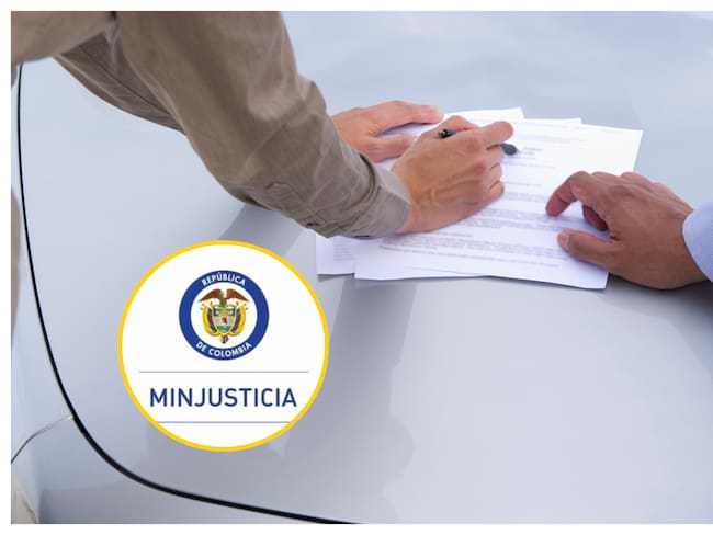 Referencia de terminación de contrato y logo de MinJustica. Foto: Jackobs Stock Photography Ltda y Ministerio de Justicia vía Getty Images.