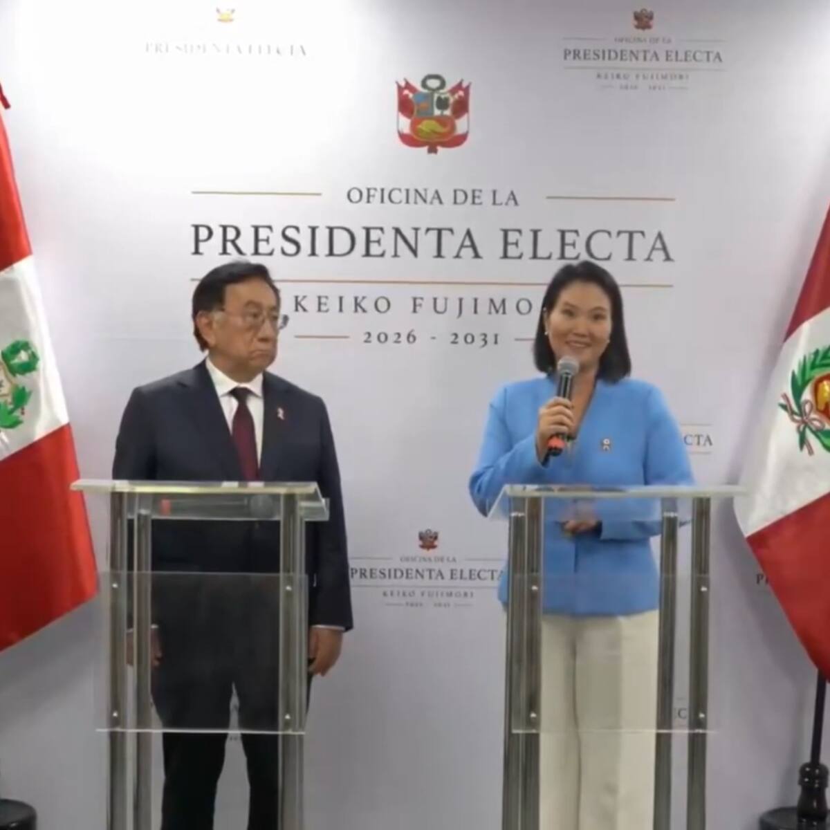 Empalme de gobierno en Perú: Keiko Fujimori se reunió con el presidente interino Balcázar