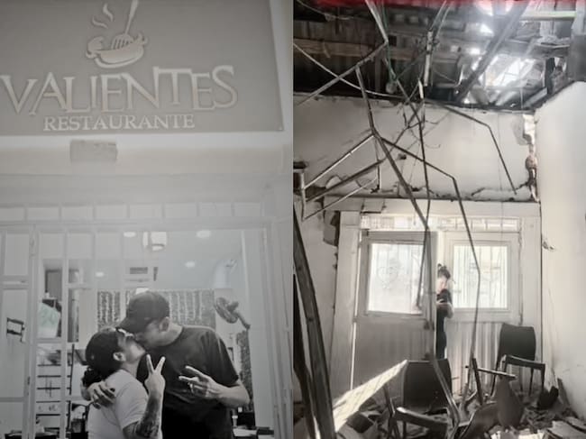 Cristian Salcedo y su familia perdieron gran parte de su restaurante tras el terremoto en Pereira. Con una estufa y un mesón rescatados de los escombros, intentan volver a trabajar.