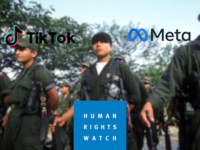 La ONG alertó que las redes sociales no están tomando las medidas suficientes para moderar los contenidos que atraen menores de edad a grupos armados ilegales.
(Foto: Caracol Radio / Getty / Cortesía HRW - Meta - TikTok )