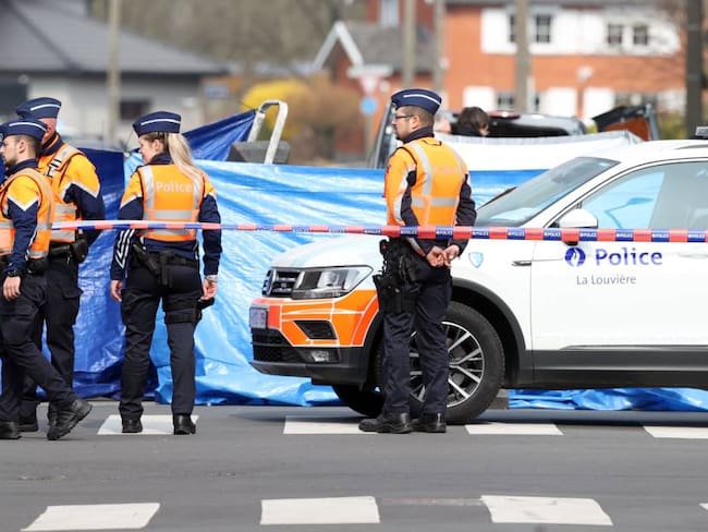 Policía belga en la zona del atropellamiento múltiple.                        Foto: Getty 