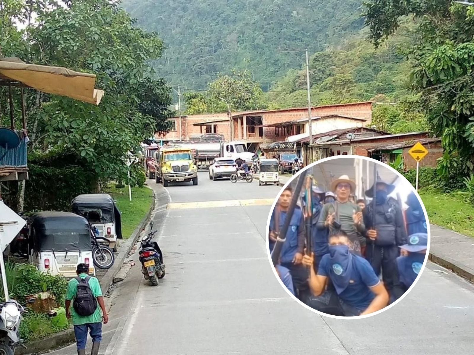 Foto: Bloqueo vía Risaralda - Chocó - suministrada comunidad de Santa Cecilia (archivo)