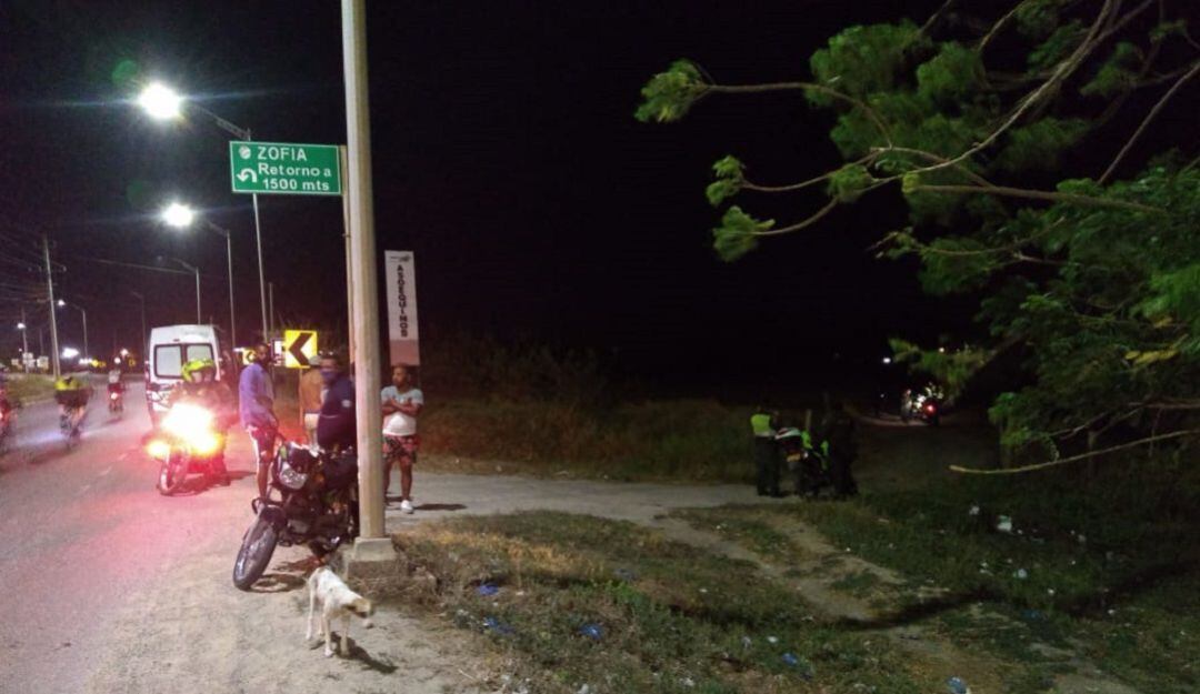 Sector donde fue encontrado el cuerpo en la vía al municipio de Galapa.