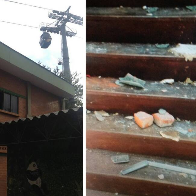 Ladrillos arrojados desde MIO Cable a Colegio.