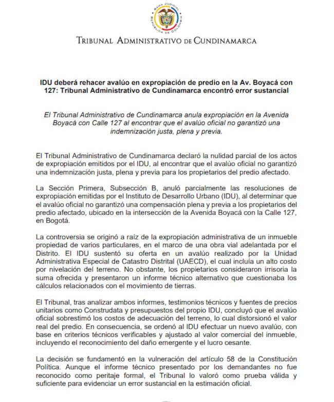 Tomado de: Tribunal Administrativo de Cundinamarca