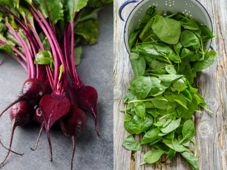 Comparación entre la remolacha y las espinacas (Fotos vía Getty Images)