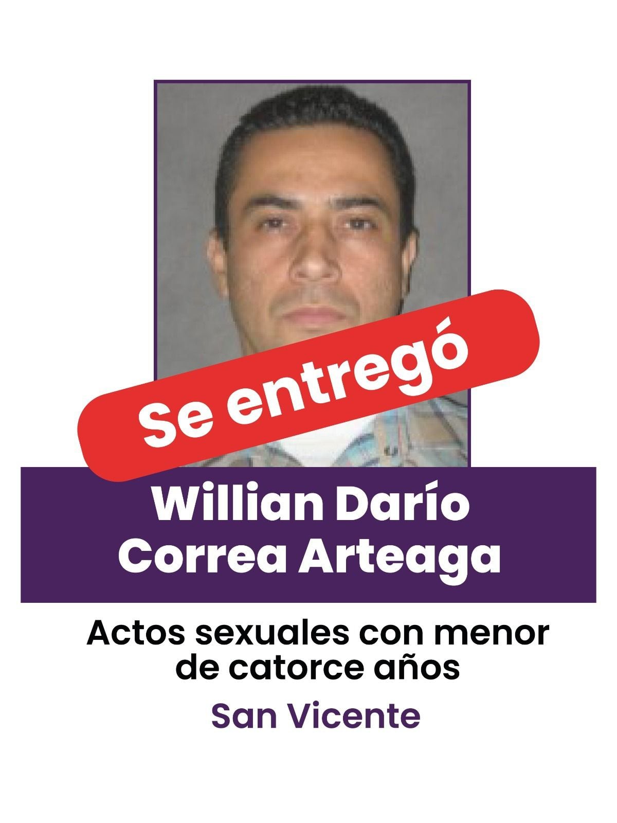 Se entregó uno de los más buscados por abuso sexual en Antioquia. Foto: Gobernación.