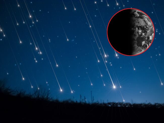 Imagen de referencia de lluvia de estrellas y eclipse lunar parcial/ Getty Images/ NASA