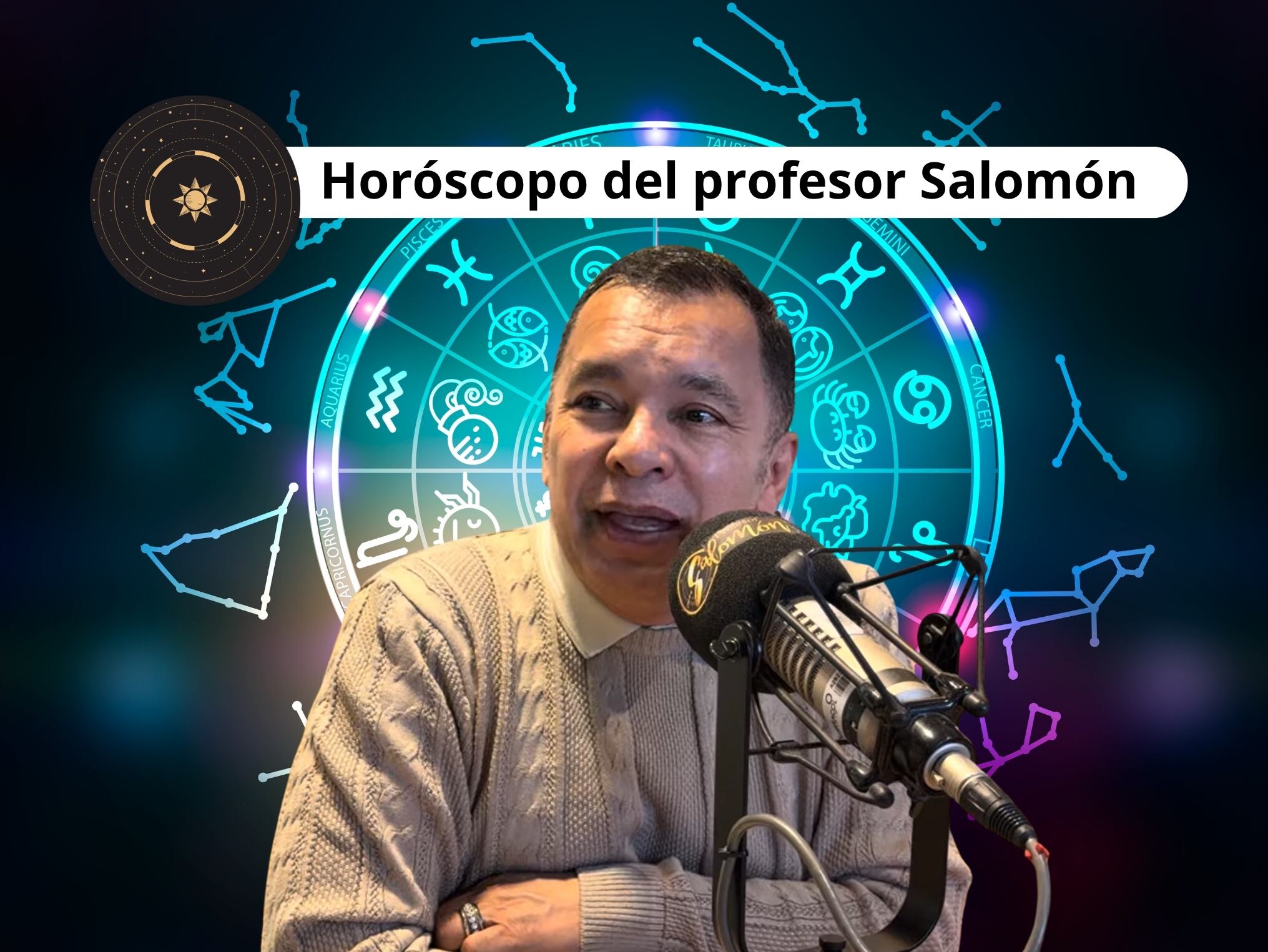 Él es el profesor Salomón, experto en la lectura del Horóscopo y el Tarot (Crédito: Profesor Salomón - Youtube) // De fondo: Imagen ilustrativa del horóscopo (crédito: Getty Images).
