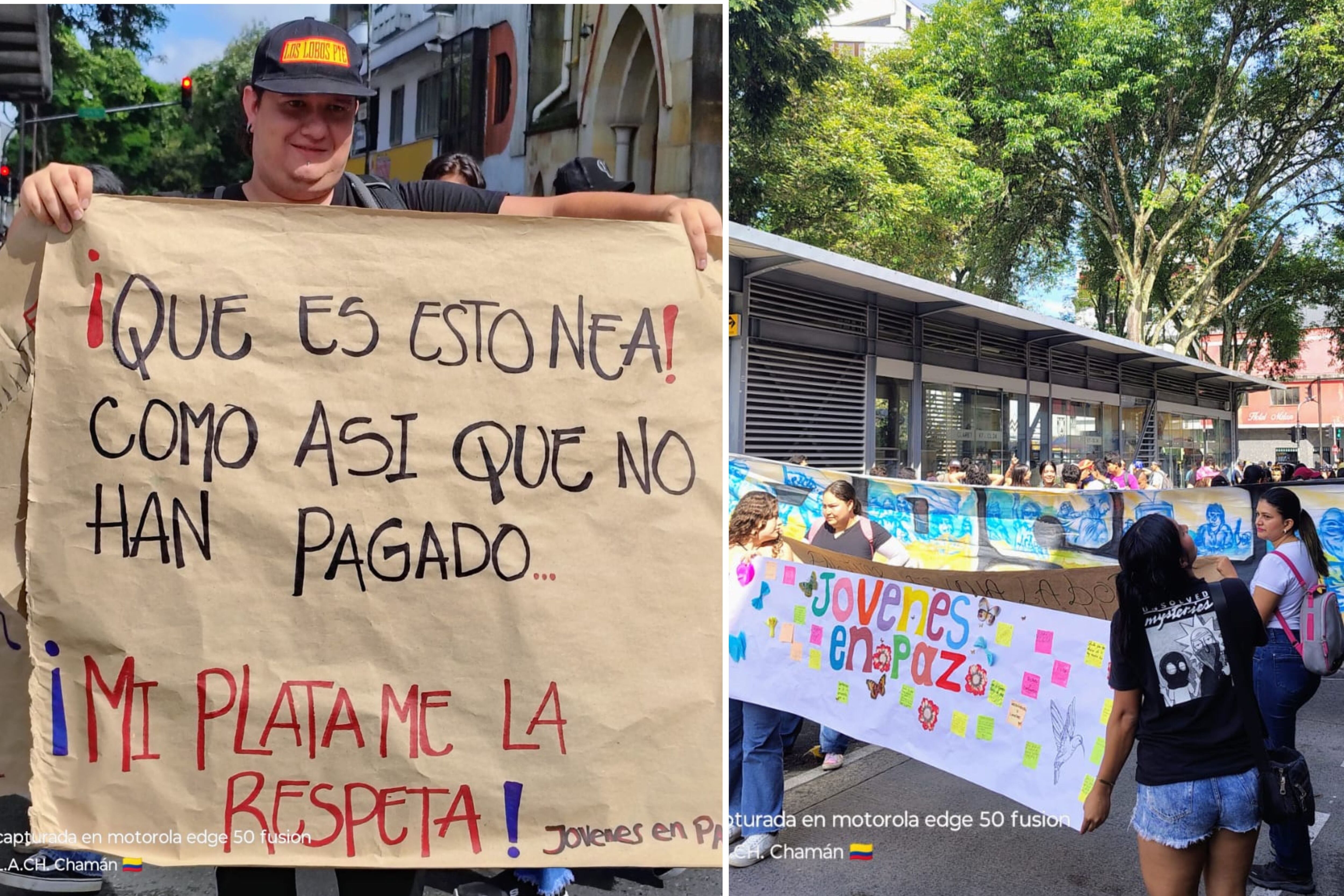 Protesta de trabajadores  del programa Jóvenes en Paz (foto: Jóvenes en Paz)