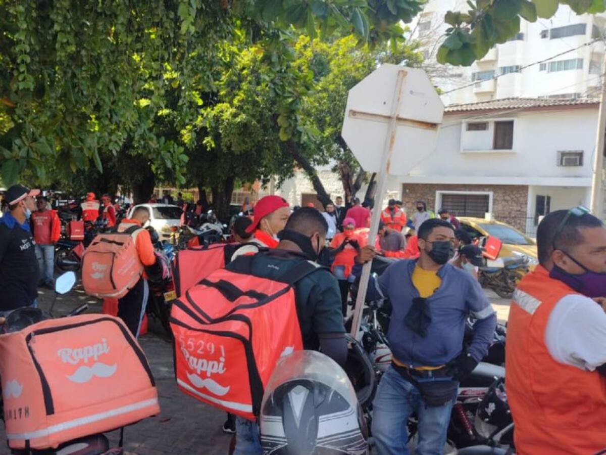 Domiciliarios de Rappi protestaron en Cartagena por mejoras laborales