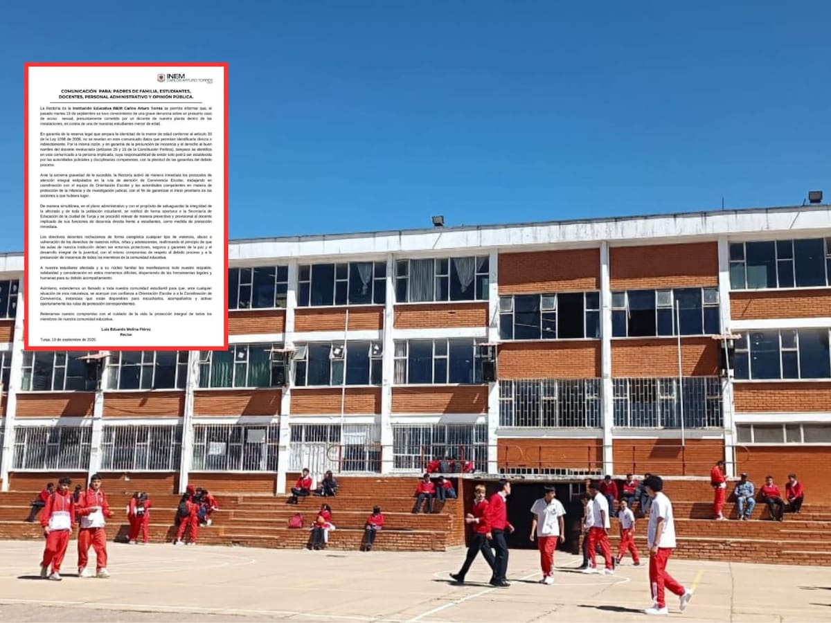 INEM de Tunja separa de sus funciones a docente tras denuncia por presunto abuso sexual