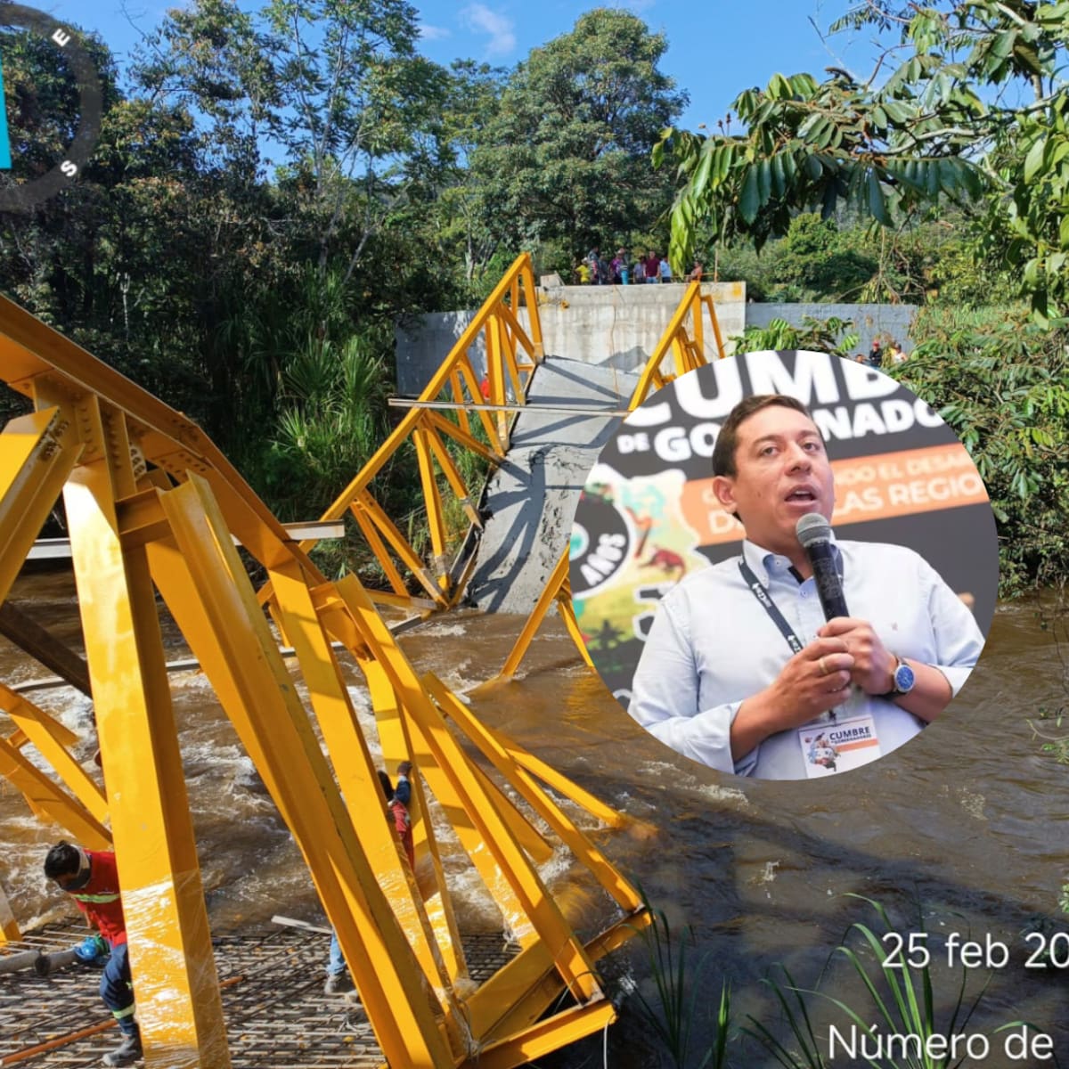 Lo que dijo el gobernador, Carlos Amaya sobre el colapso del puente El Triunfo en Moniquirá
