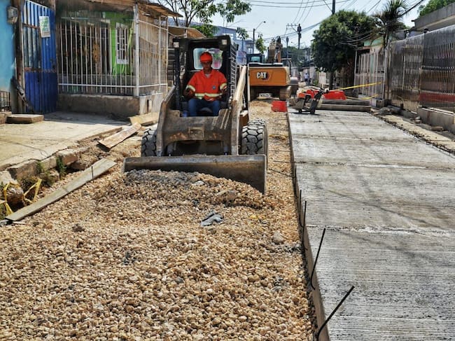 Trabajos de pavimentación en El Pozón. // Alcaldía de Cartagena