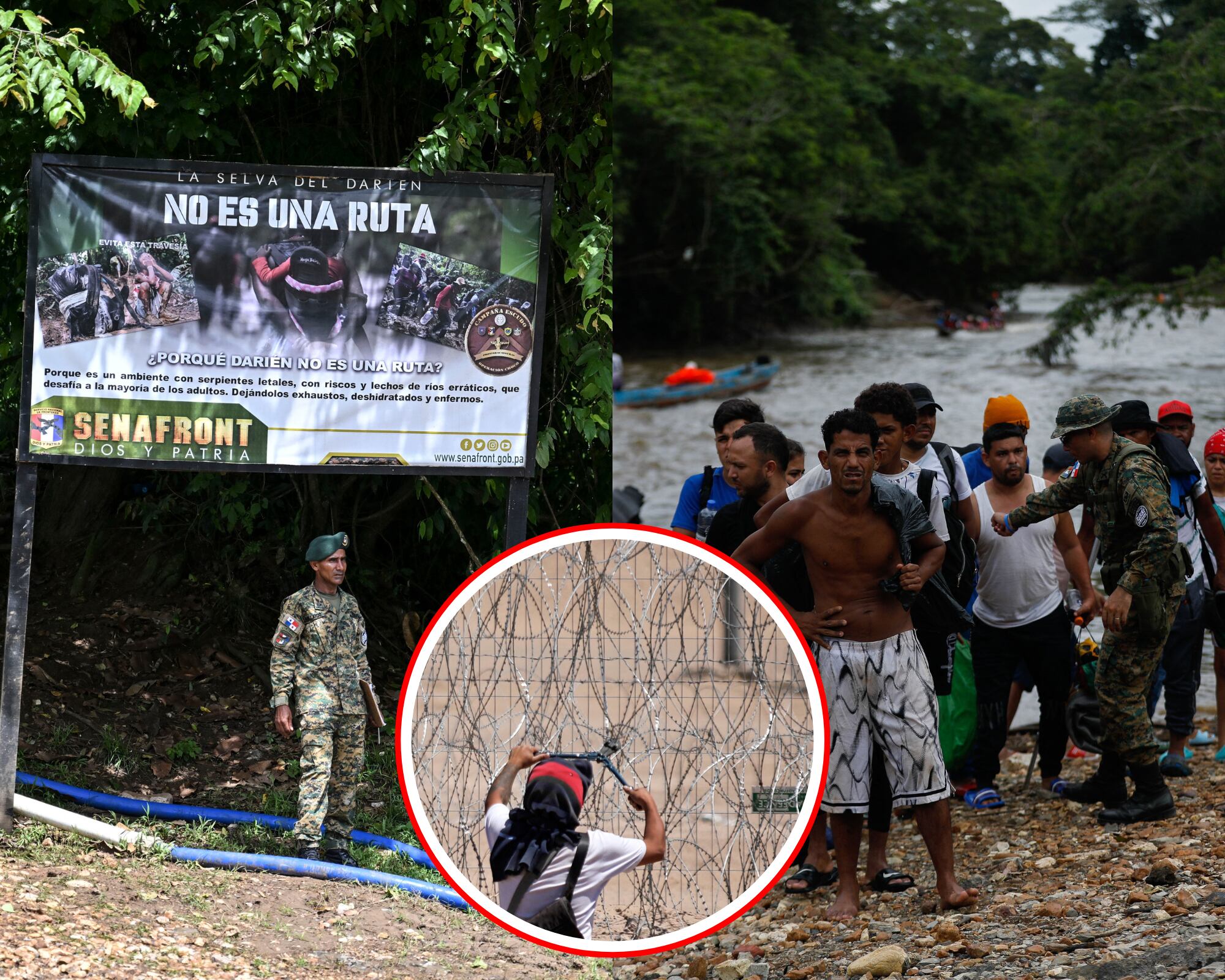 La autoridad migratoria panameña instaló barreras de alambre de púas en la selva para ‘encaminar’ a los migrantes que cruzan el Darién desde Colombia a un paso fronterizo común.
(Foto: Caracol Radio / Getty )