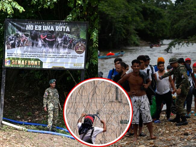La autoridad migratoria panameña instaló barreras de alambre de púas en la selva para ‘encaminar’ a los migrantes que cruzan el Darién desde Colombia a un paso fronterizo común.
(Foto: Caracol Radio / Getty )