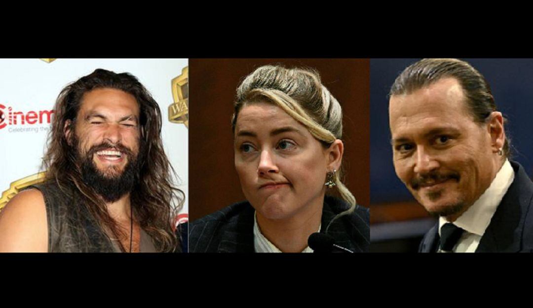 Jason Mamoa, Amber Heard y Johnny Depp