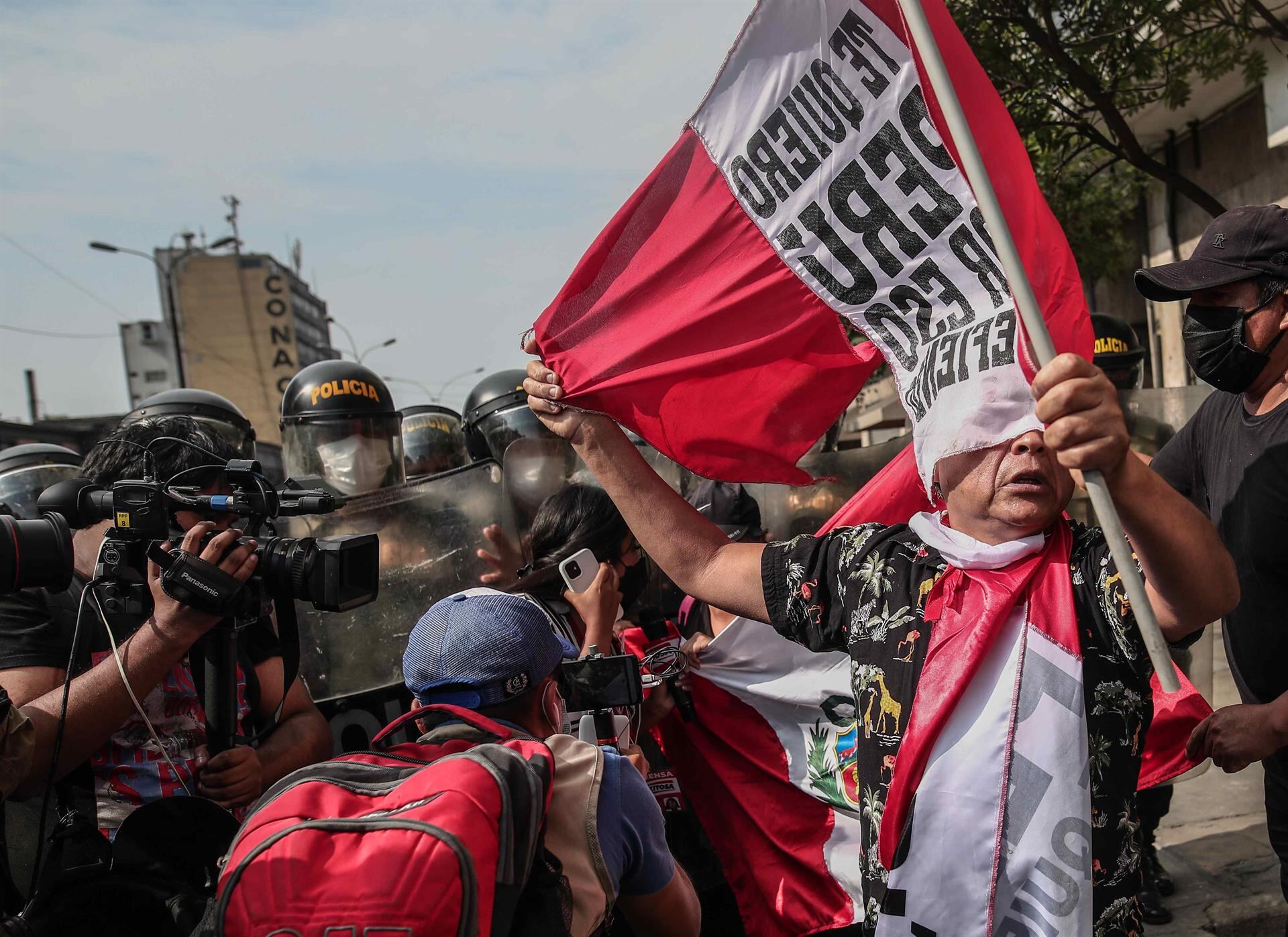 Imagen de referencia protestas Perú. Foto: EFE.