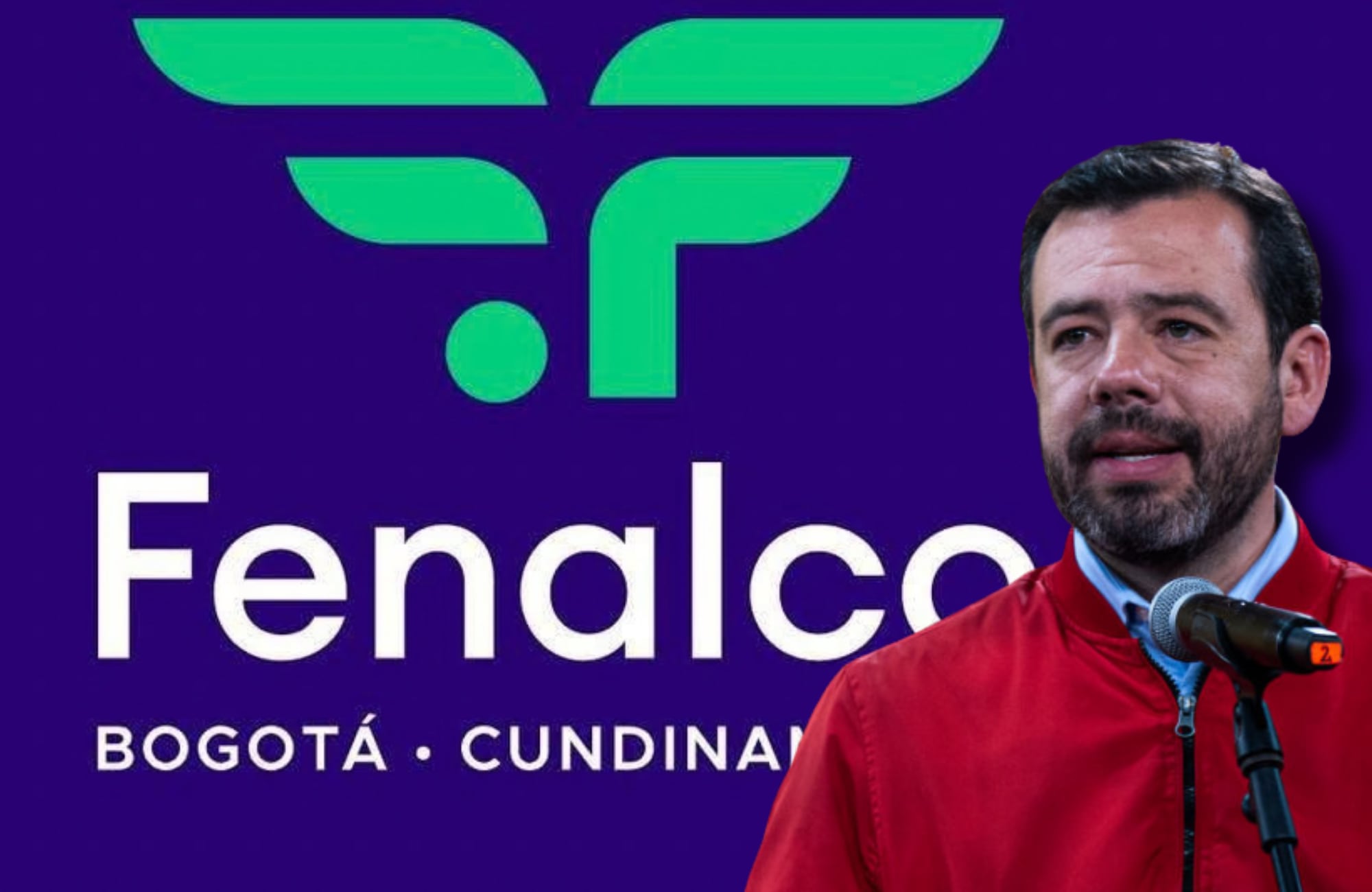 Logo Fenalco y alcalde Carlos Fernando Galán. Fotos: Fenalco / (Photo by Sebastian Barros/NurPhoto via Getty Images)