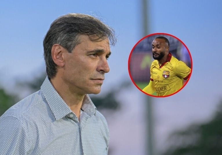 Fabián Bustos, entrenador de Millonarios, y Leonai Souza, jugador brasileño / Composición: Caracol Radio